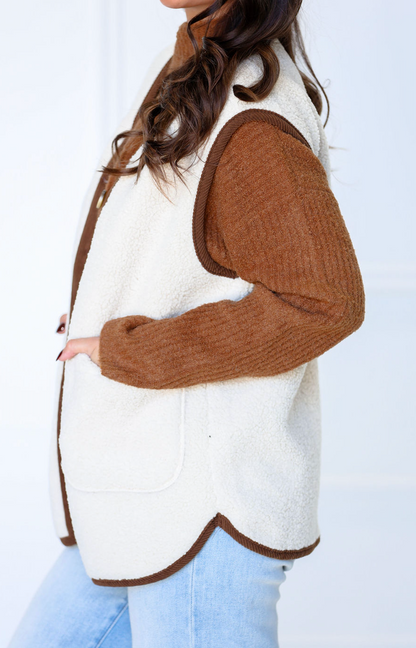Cream Contrast Vest