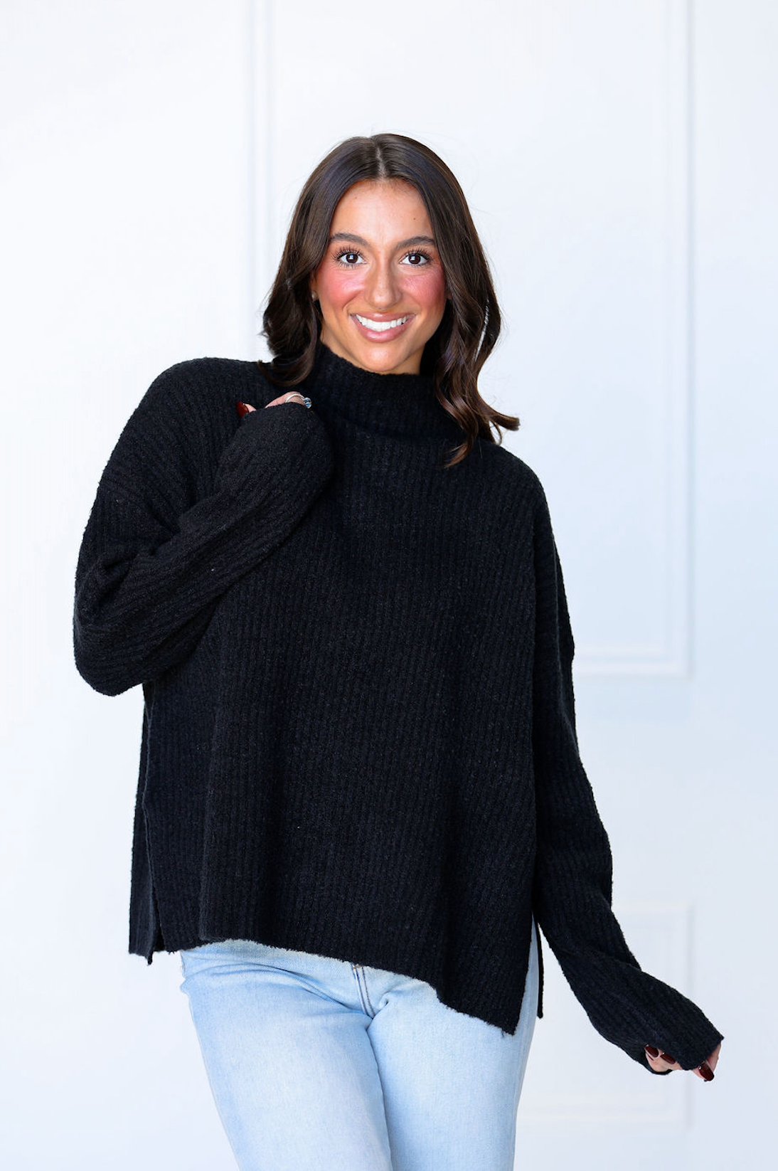 Mock Oversized Sweater Black