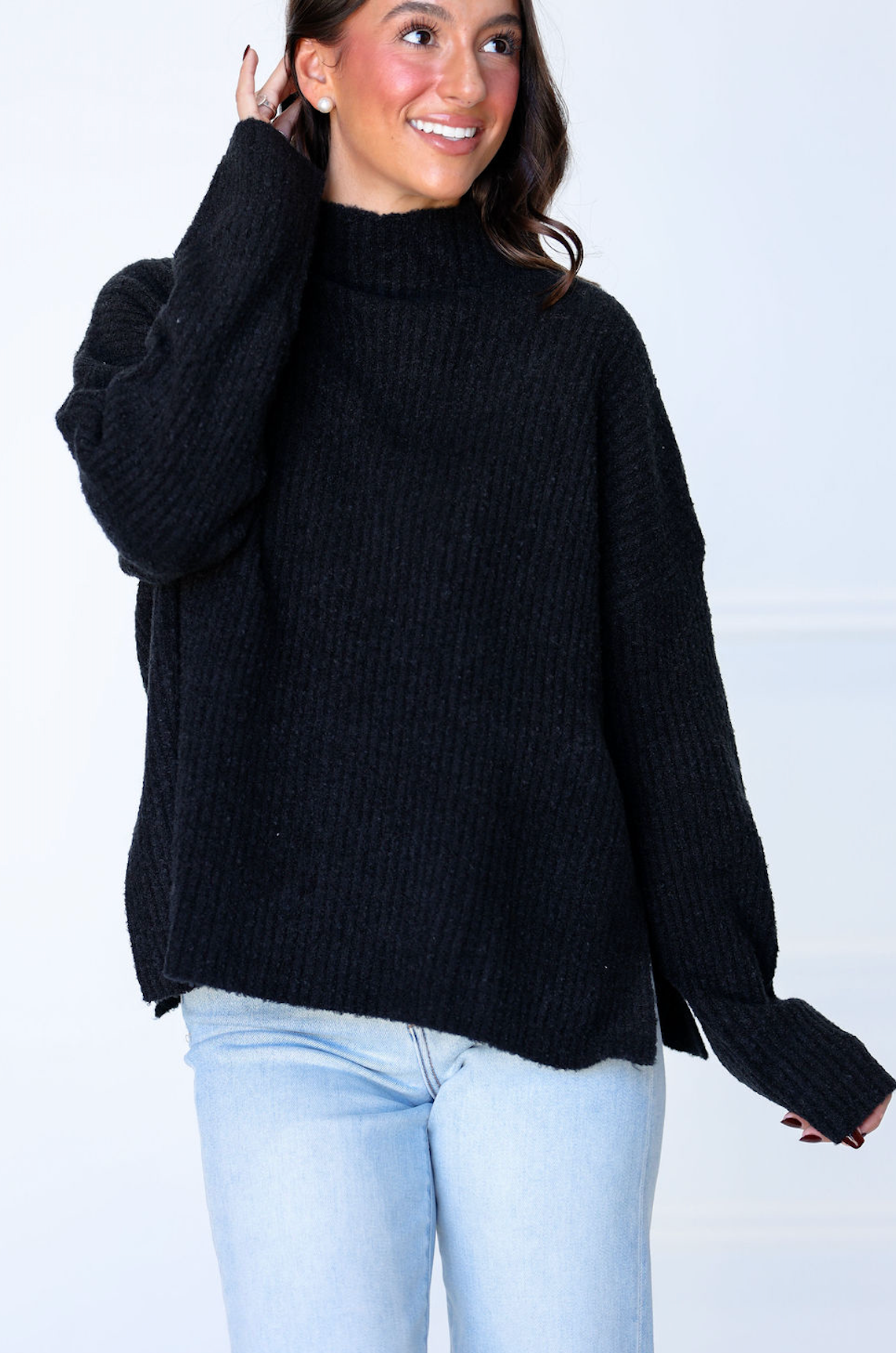 Mock Oversized Sweater Black