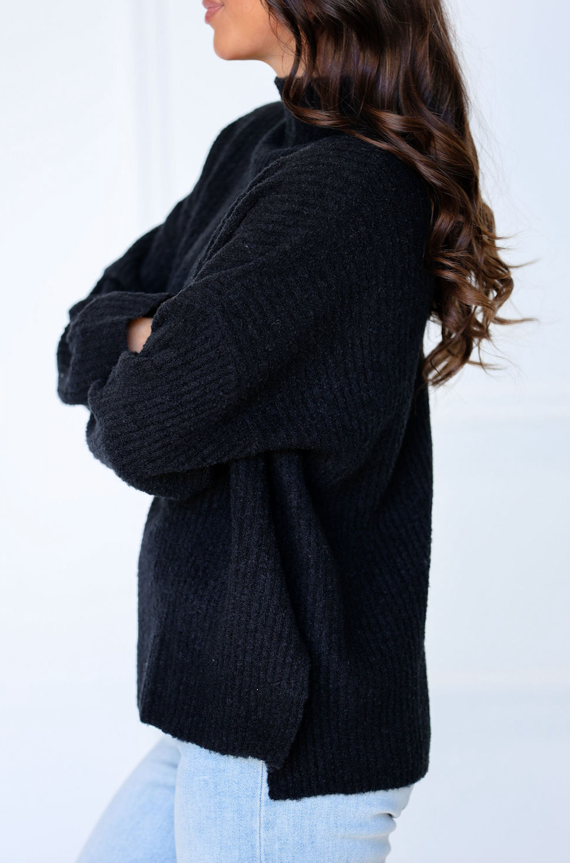 Mock Oversized Sweater Black