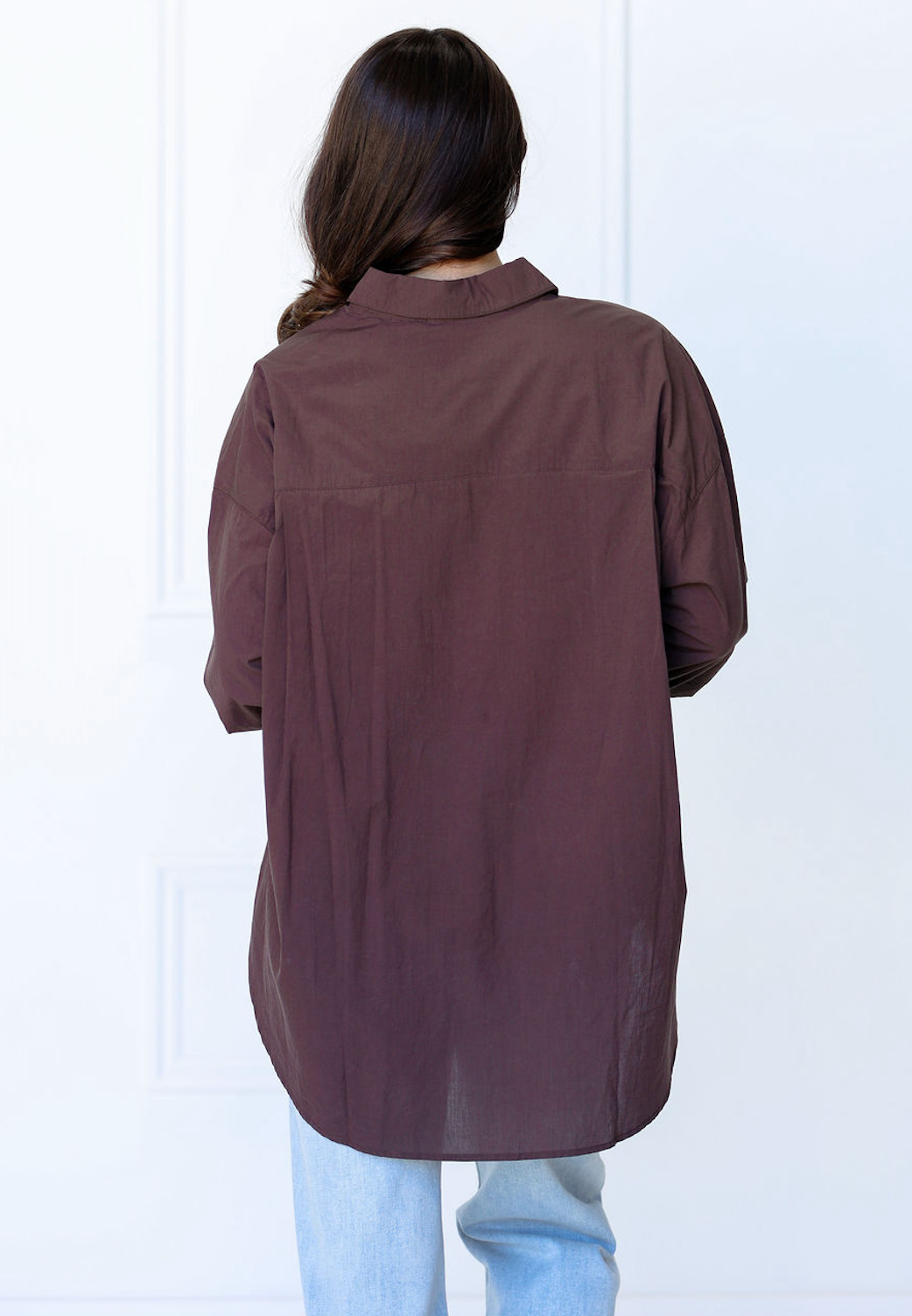 Oversized Button Down Top Aubergine