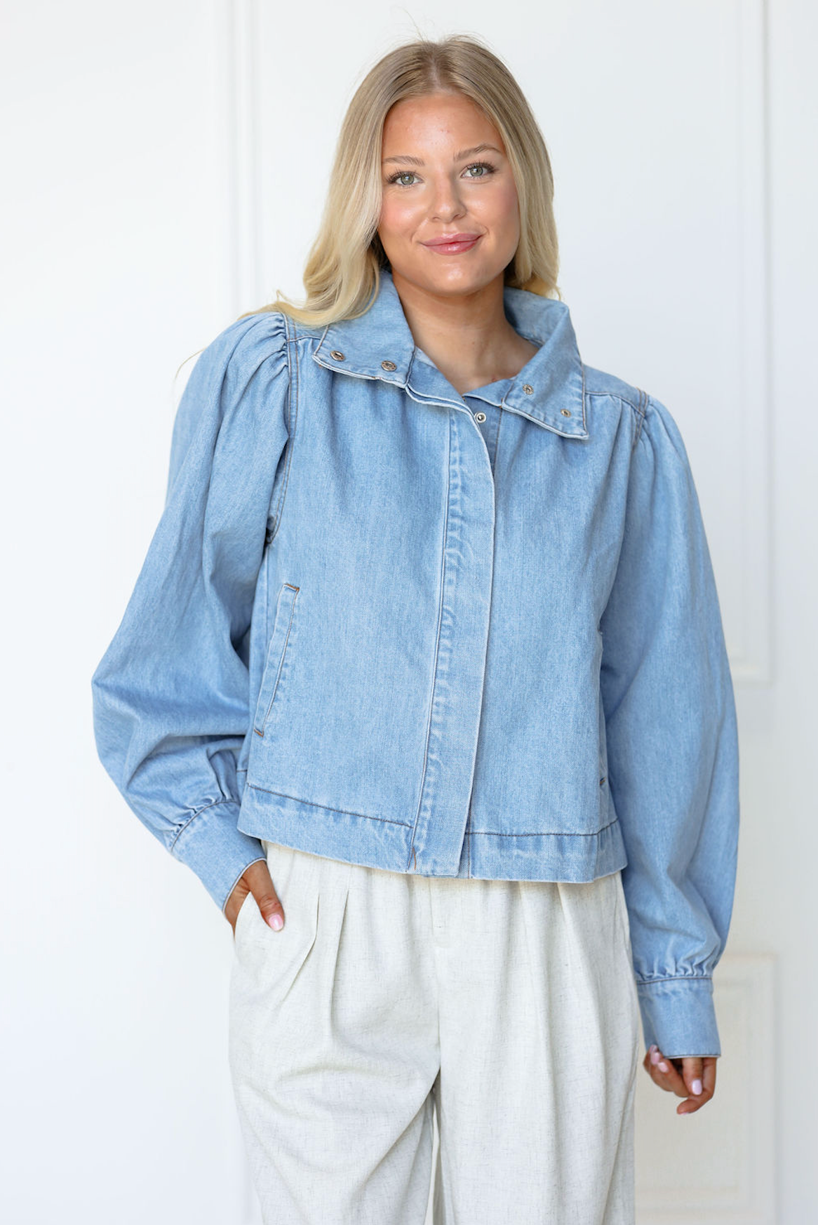 Denim Balloon Sleeve Jacket