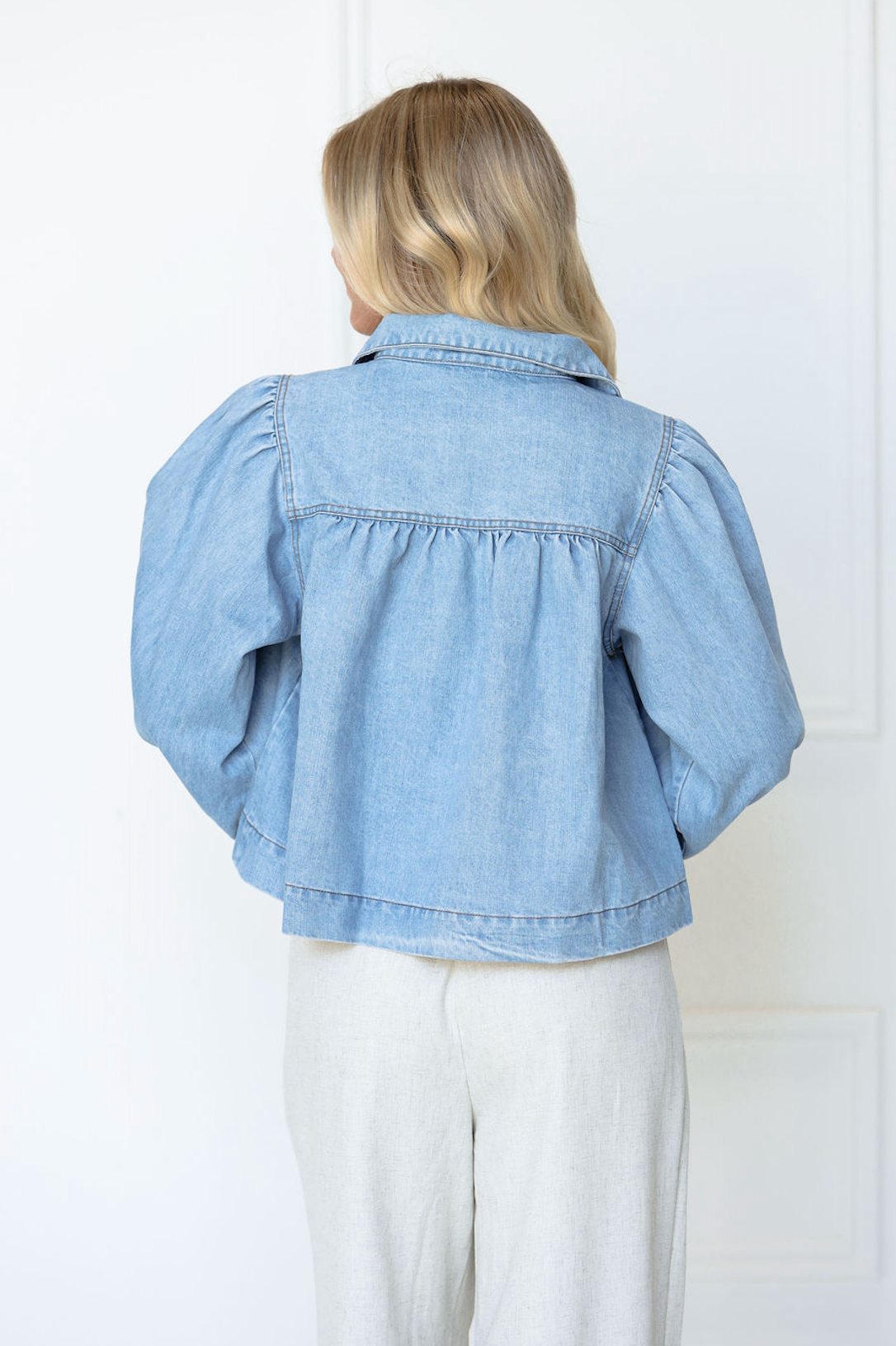 Denim Balloon Sleeve Jacket