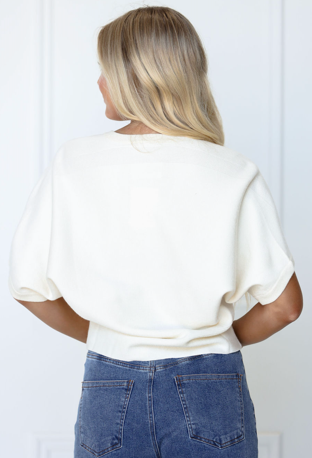 Ivory 2-Button Short Sleeve Cardigan