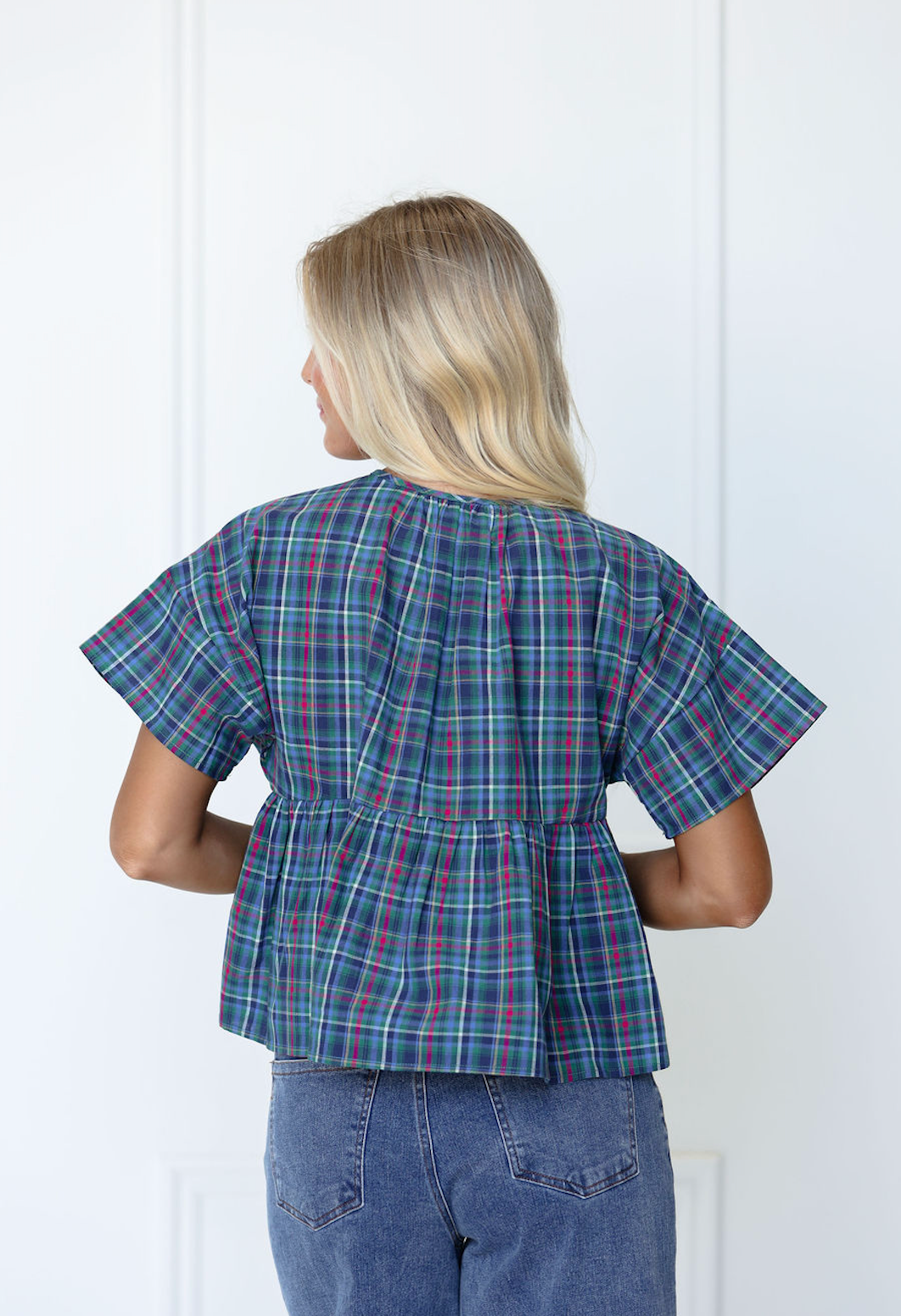 Blue Multi Color Plaid Top - Clothe Boutique
