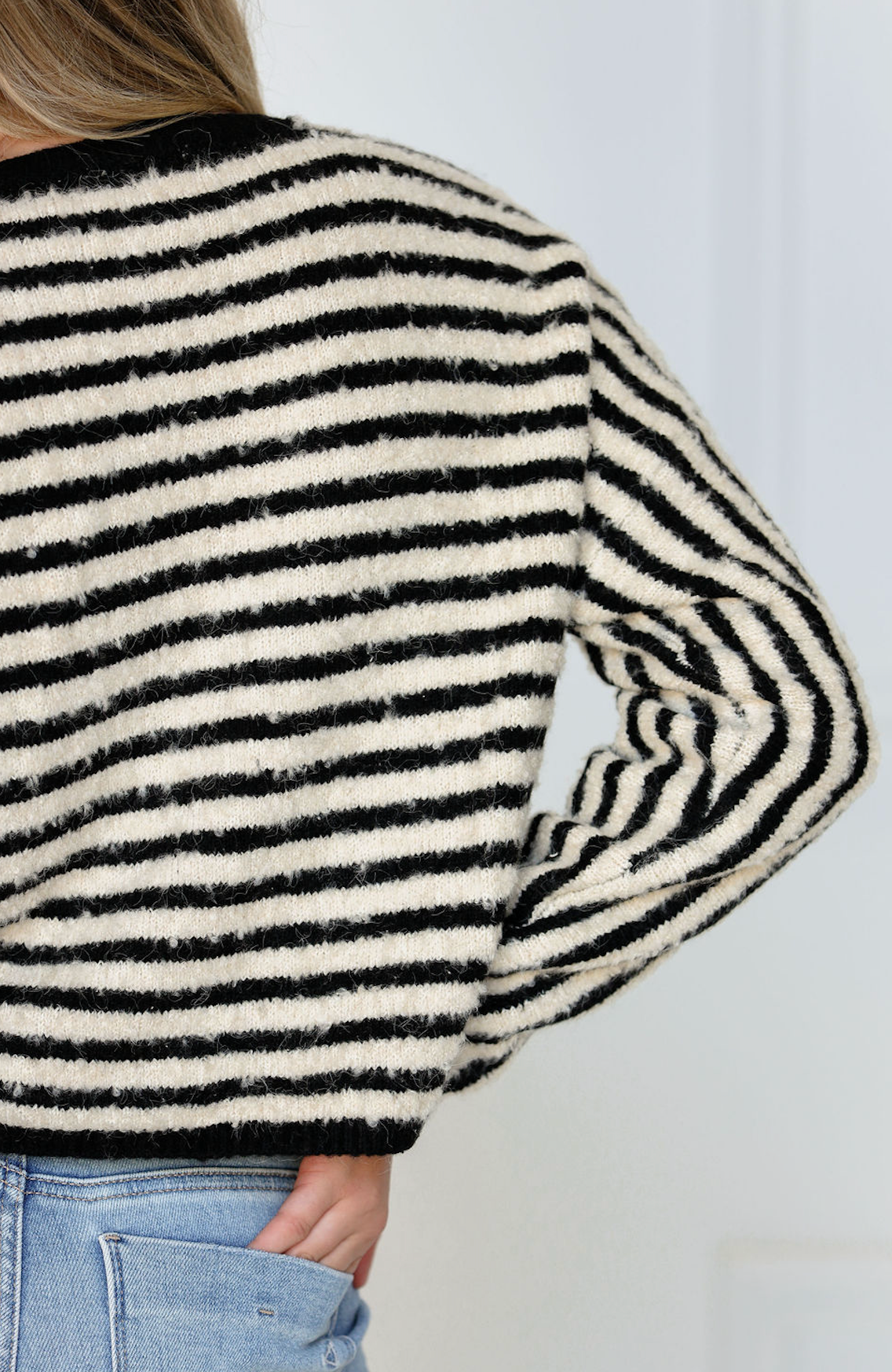 Black Striped Casual Knit Top