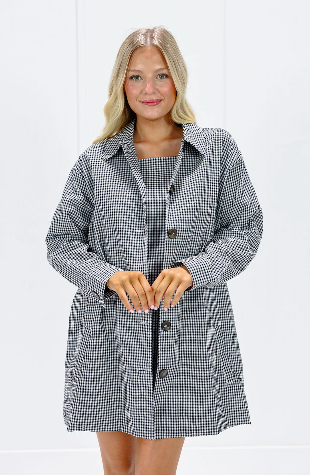 Black Oversized Gingham Jacket