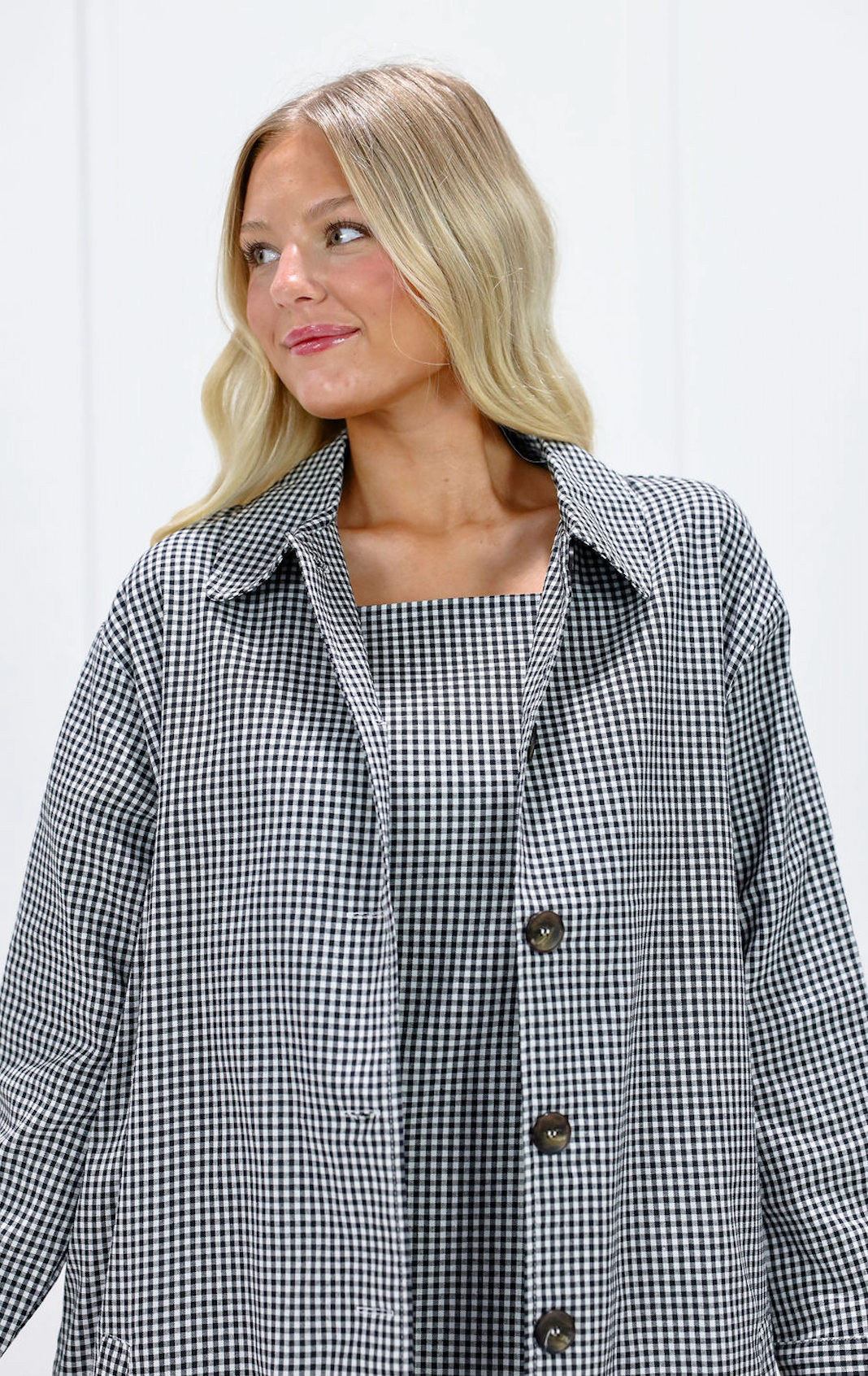 Black Oversized Gingham Jacket