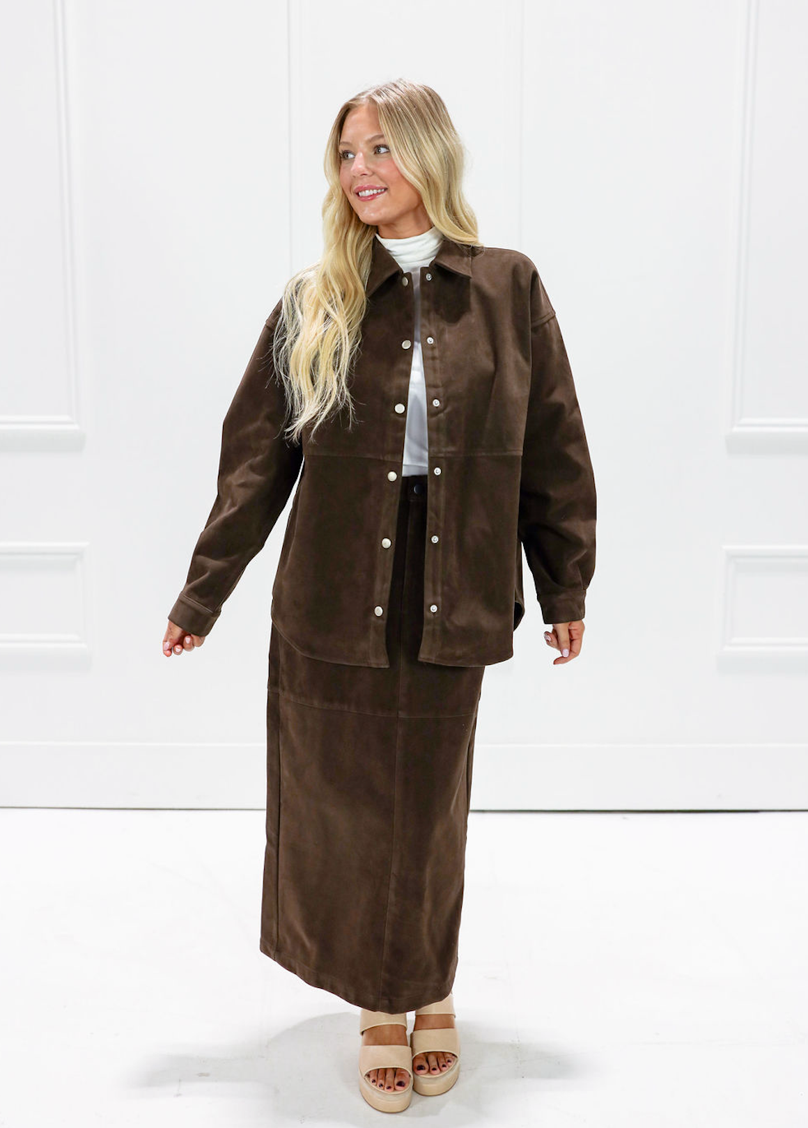 Classic Snap Button Suede Jacket - Clothe Boutique