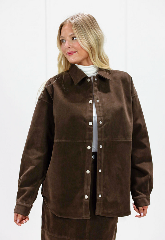 Classic Snap Button Suede Jacket
