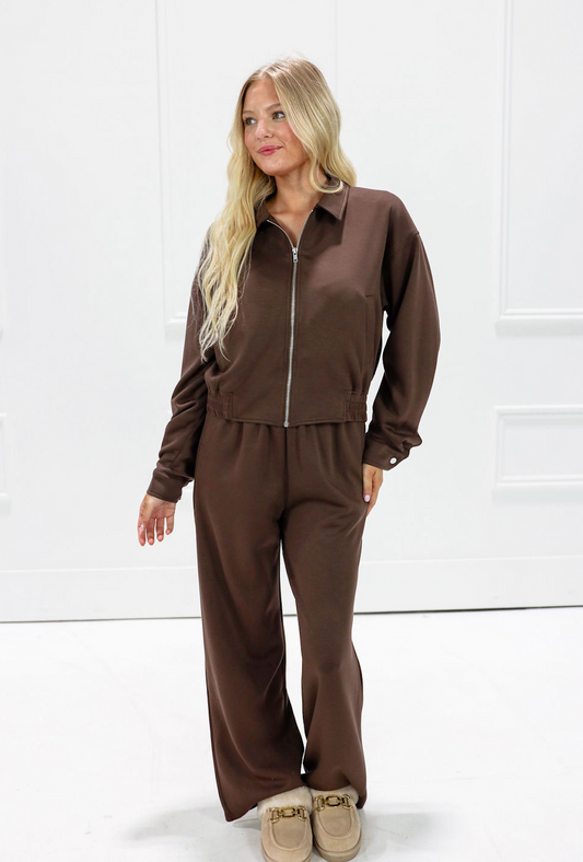 Brown Track Suit Hoodie & Pants Set of 2
