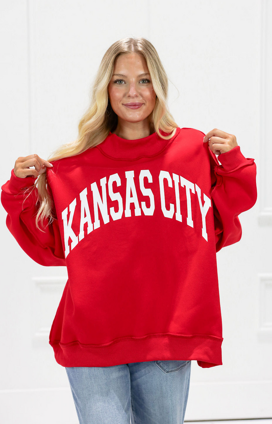Red Reversible Kansas City Mock Neck Sweatshirt