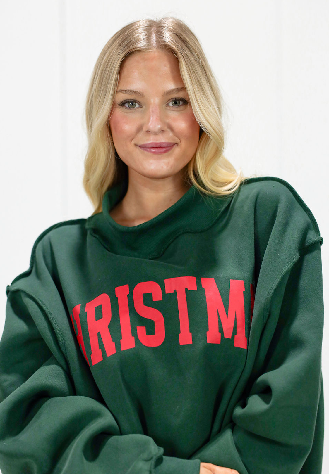 Green Reversible Christmas & Merry Mock Neck