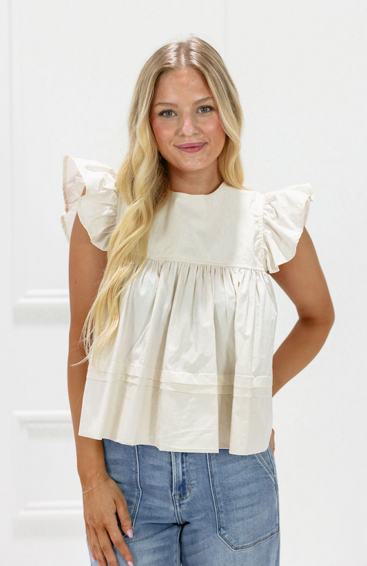 Leah Babydoll Top Cream