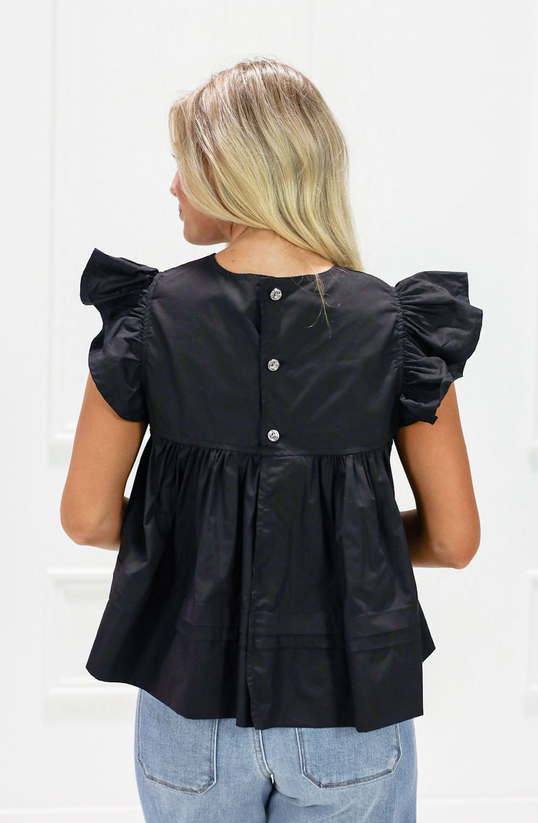 Leah Babydoll Top Black - Clothe Boutique