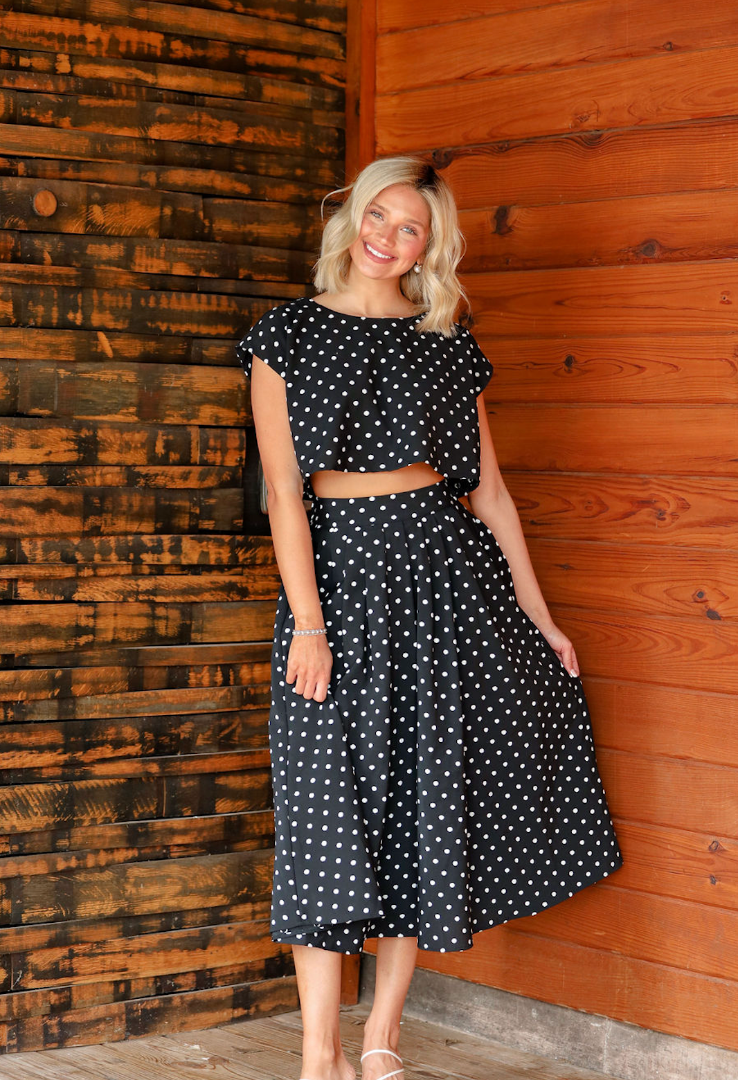 Polka Dot Crop Top & Midi Skirt Set of 2 - Clothe Boutique