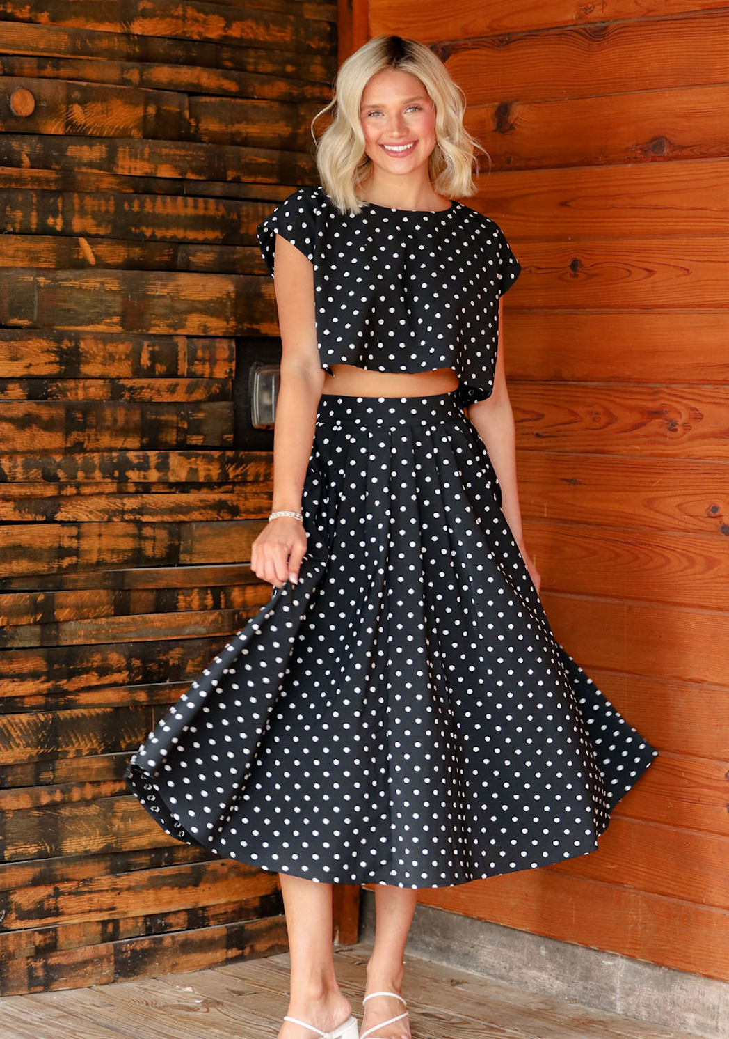 Polka Dot Crop Top & Midi Skirt Set of 2 - Clothe Boutique