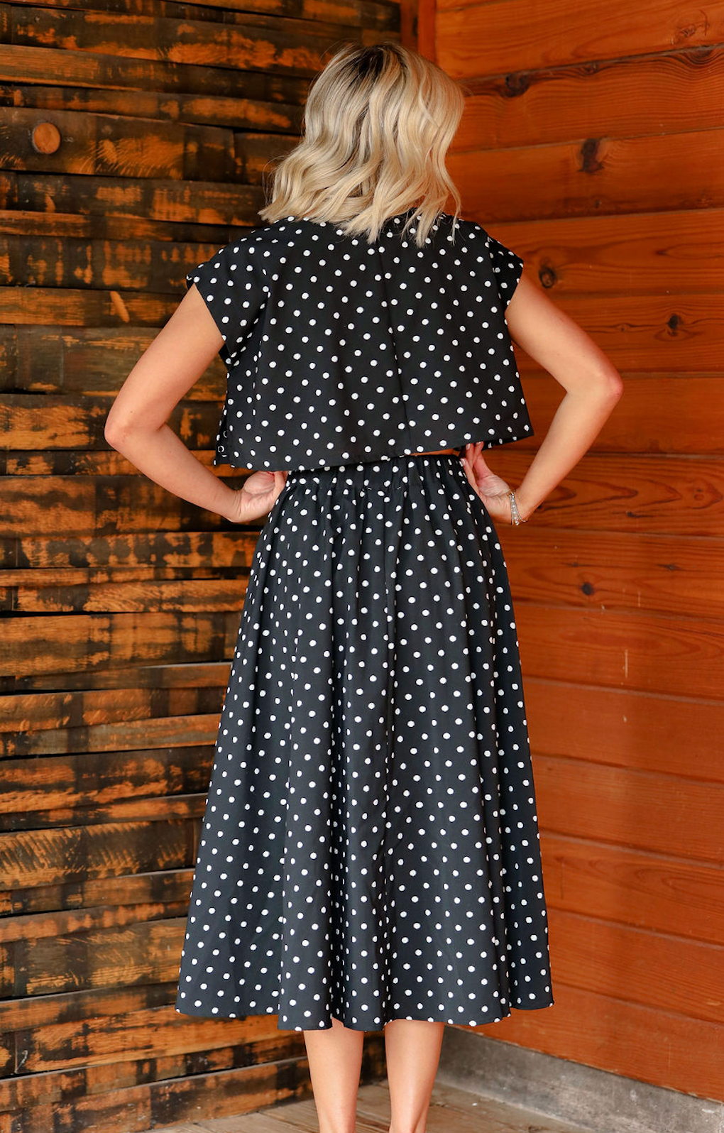 Polka Dot Crop Top & Midi Skirt Set of 2 - Clothe Boutique