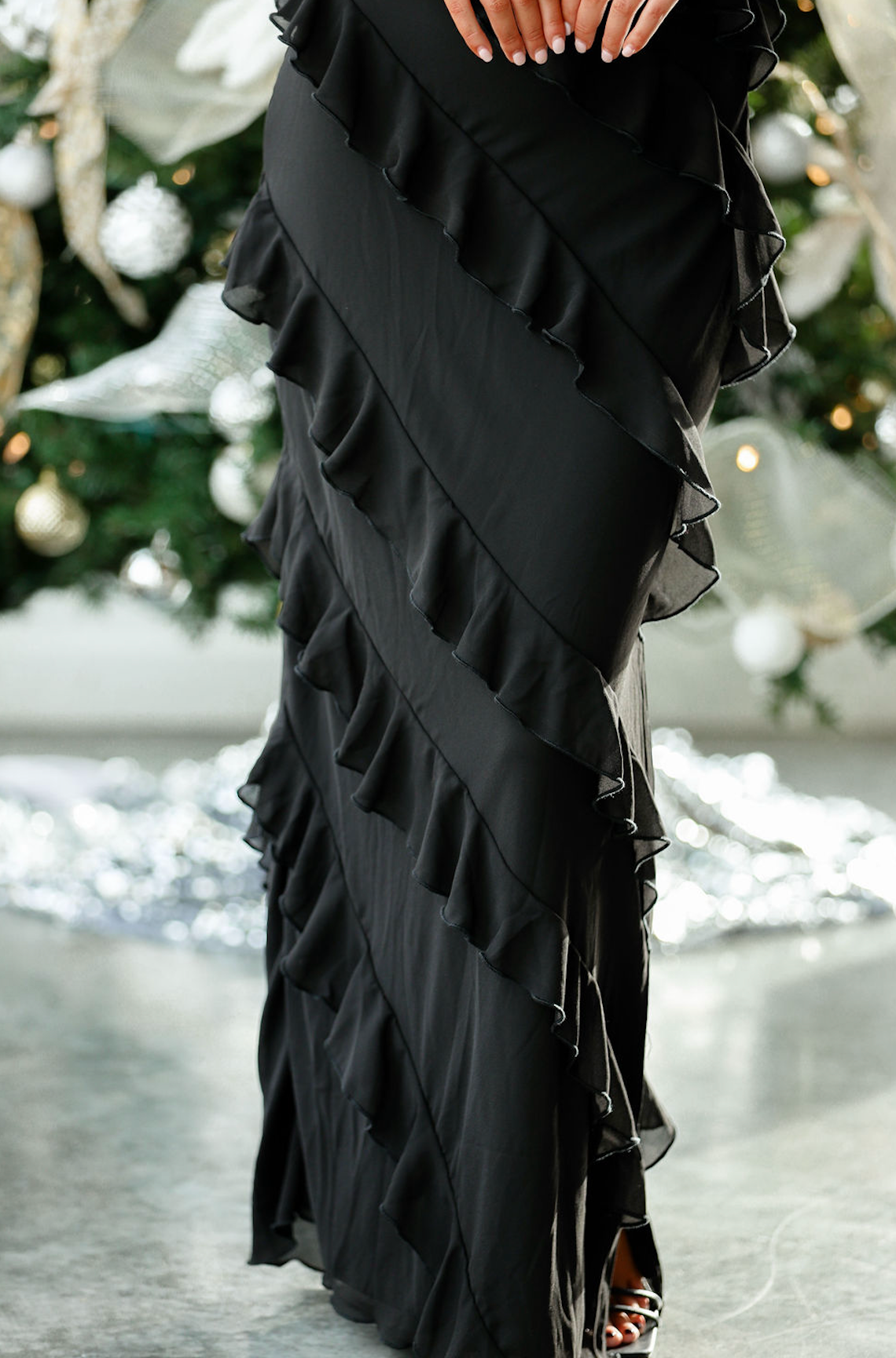 Tiered Ruffled Maxi Dress Black