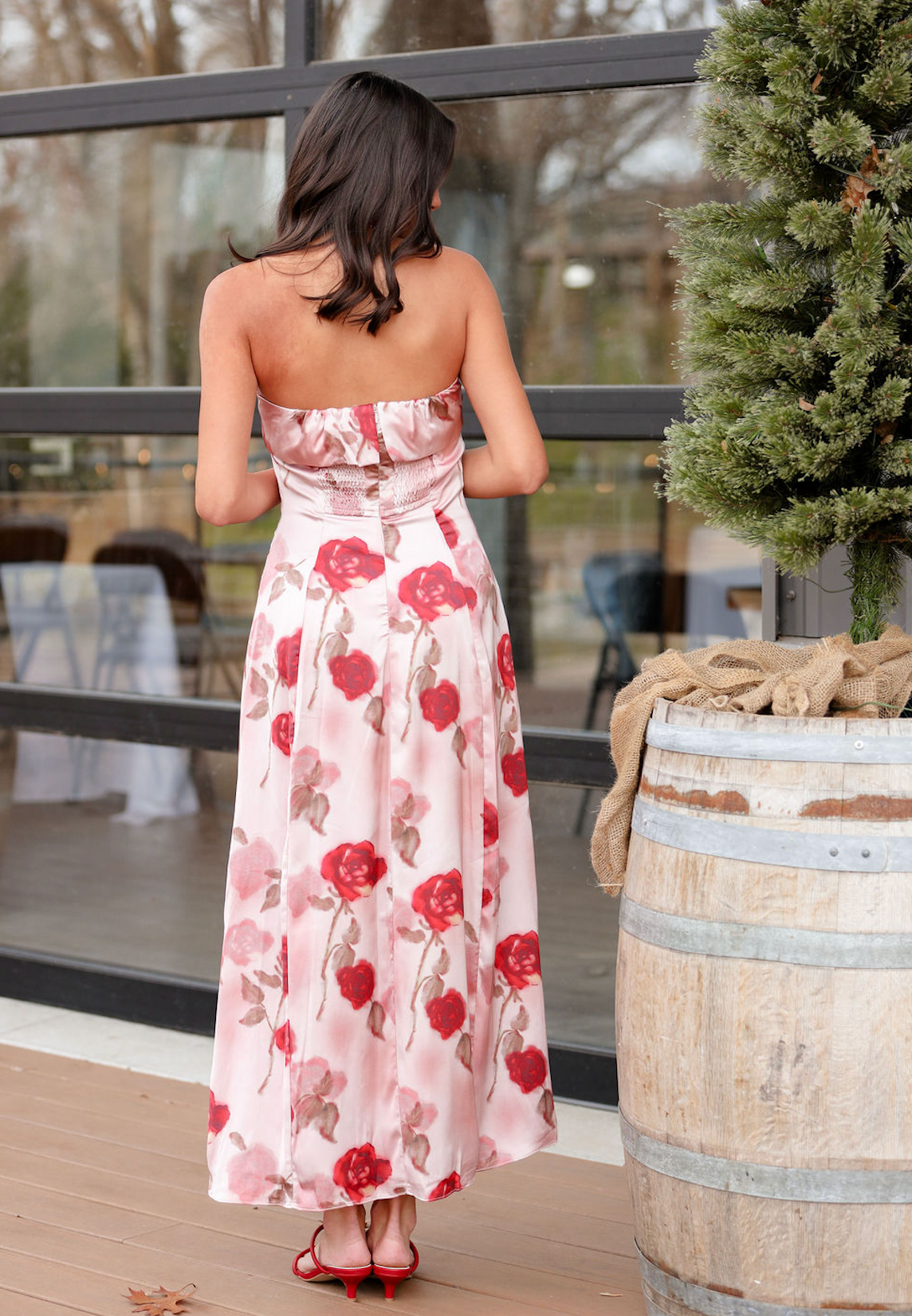 Rosie Floral Strapless Midi Dress