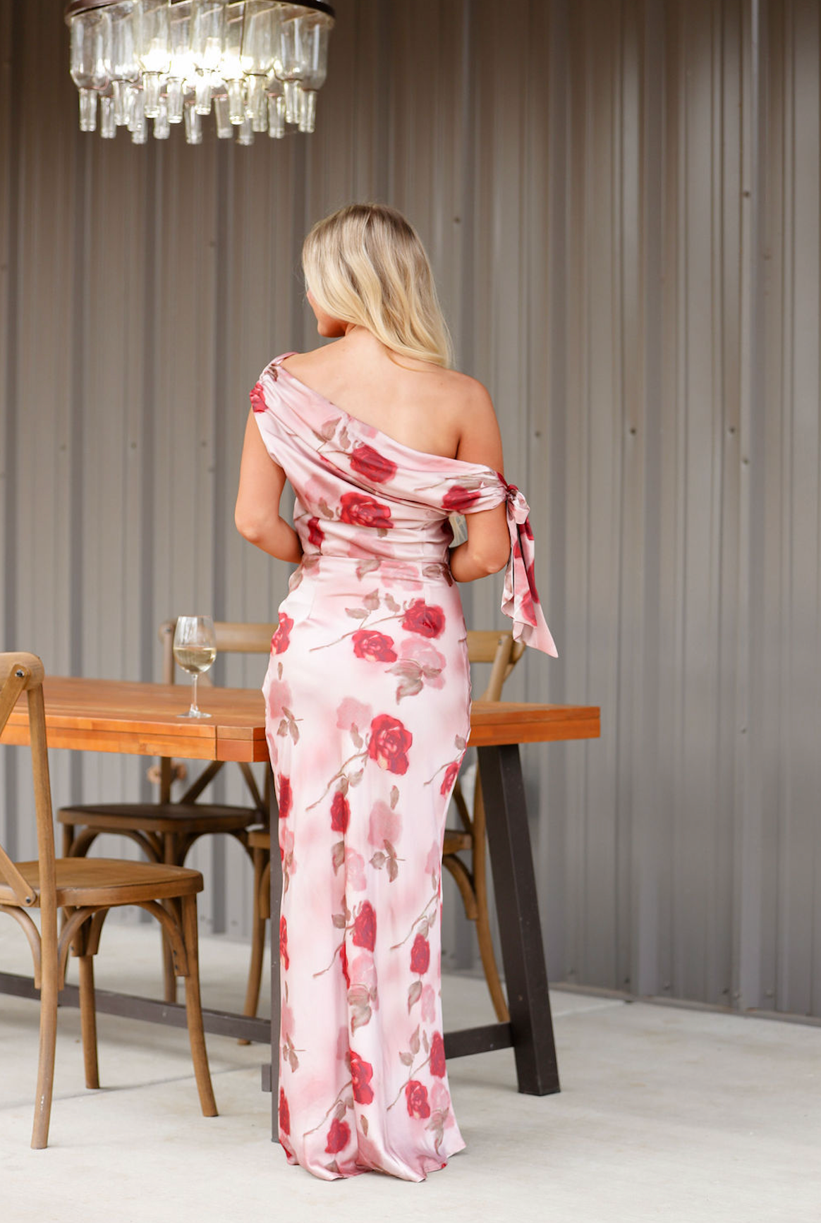 rose design dress Red 3D Roses Flowers Illusion cutout Dramatic Trumpet Prom Dress