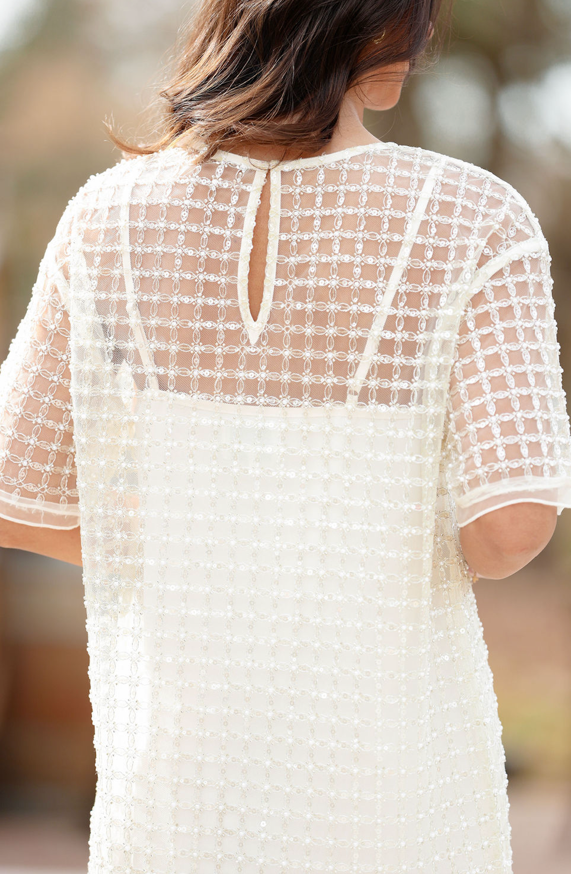 Jewelic Mini Dress Cream