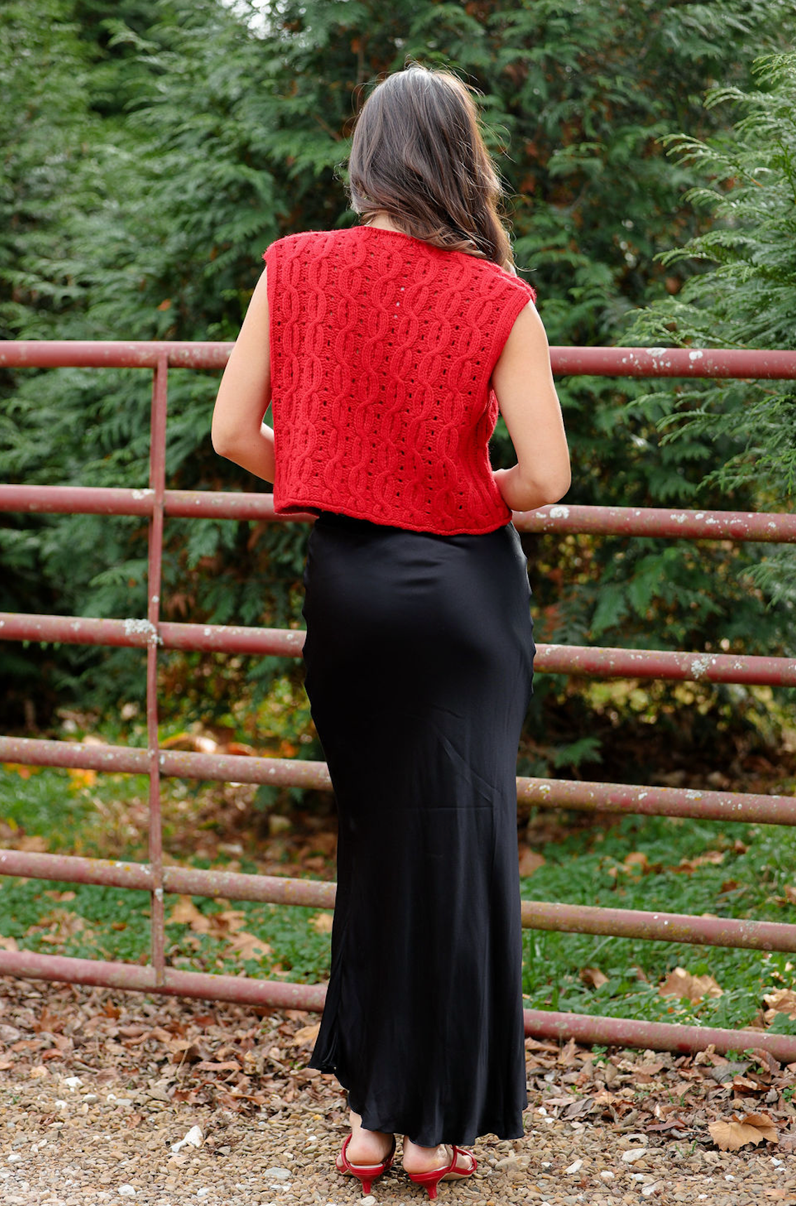 Satin Midi Skirt Black