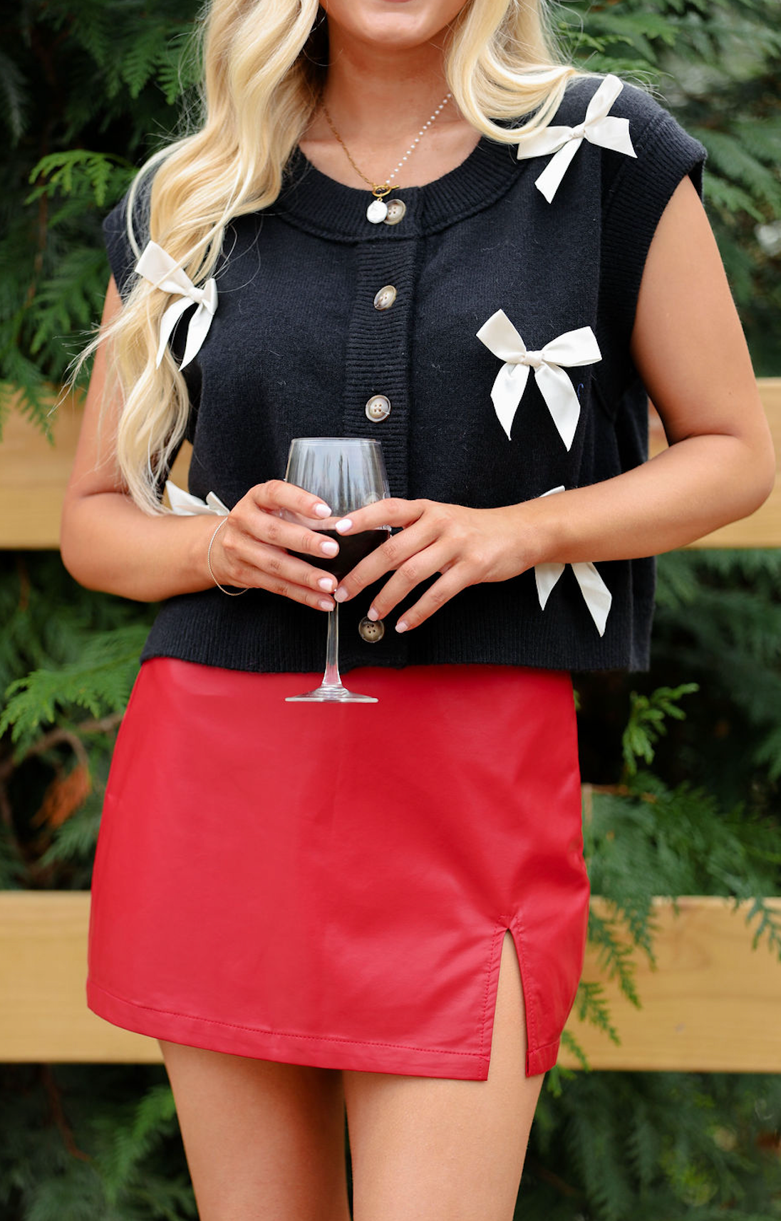 Ribbon Trim Sweater Vest