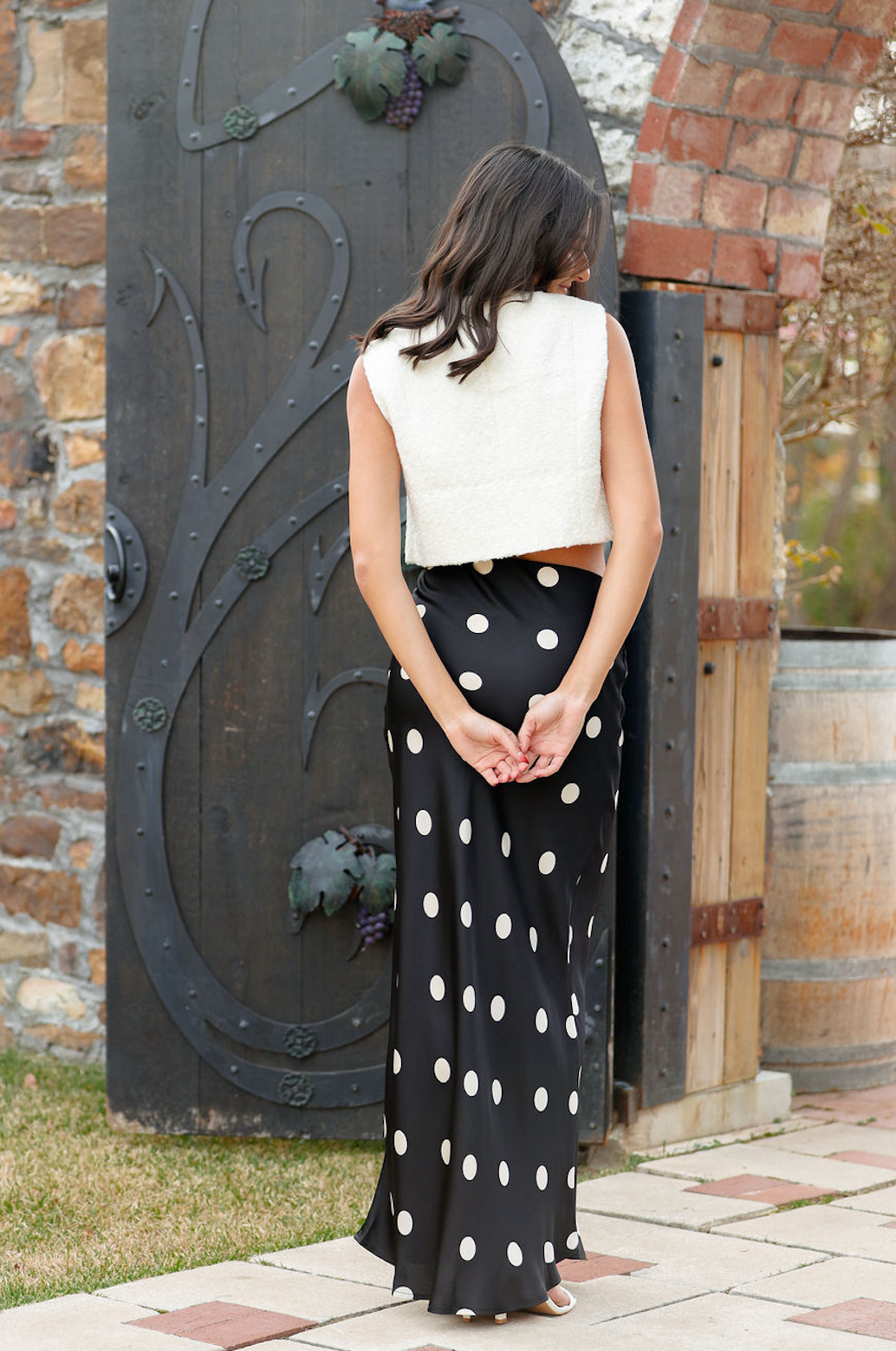 Tweed Front Pocket Crop Vest Cream - Clothe Boutique
