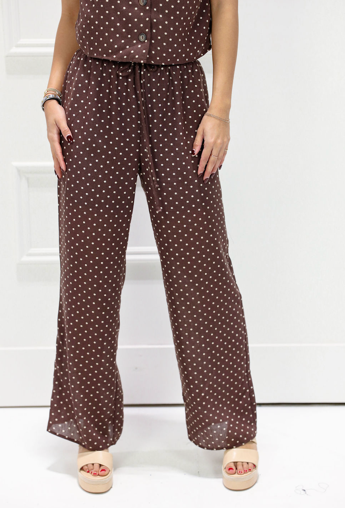 Brown Dotted Top & Pants Set of 2