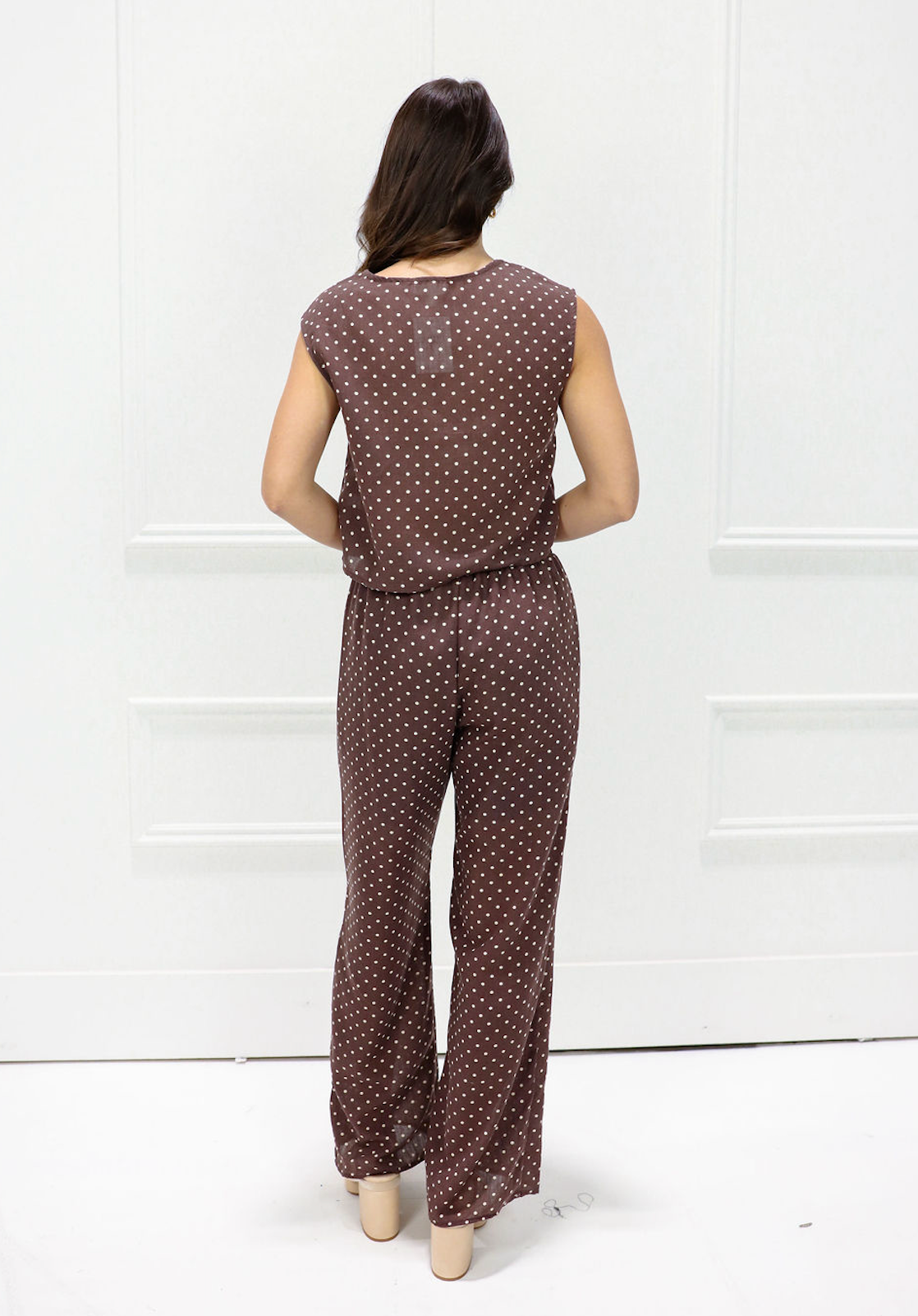 Brown Dotted Top & Pants Set of 2