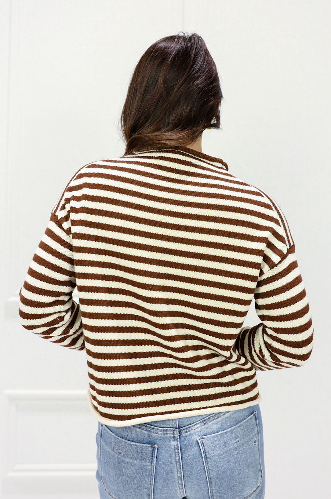 Mikayla Stripe Cardigan Brown - Clothe Boutique