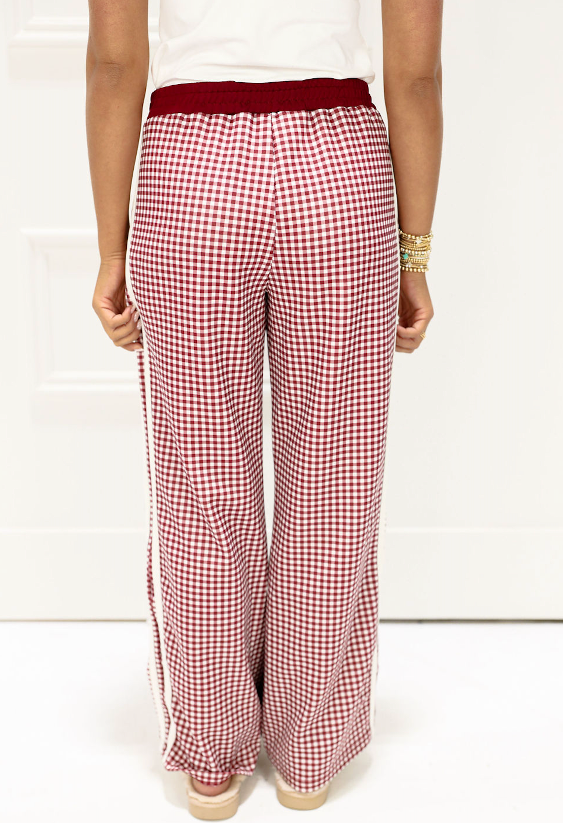 Side Stripe Track Pants Burgundy - Clothe Boutique