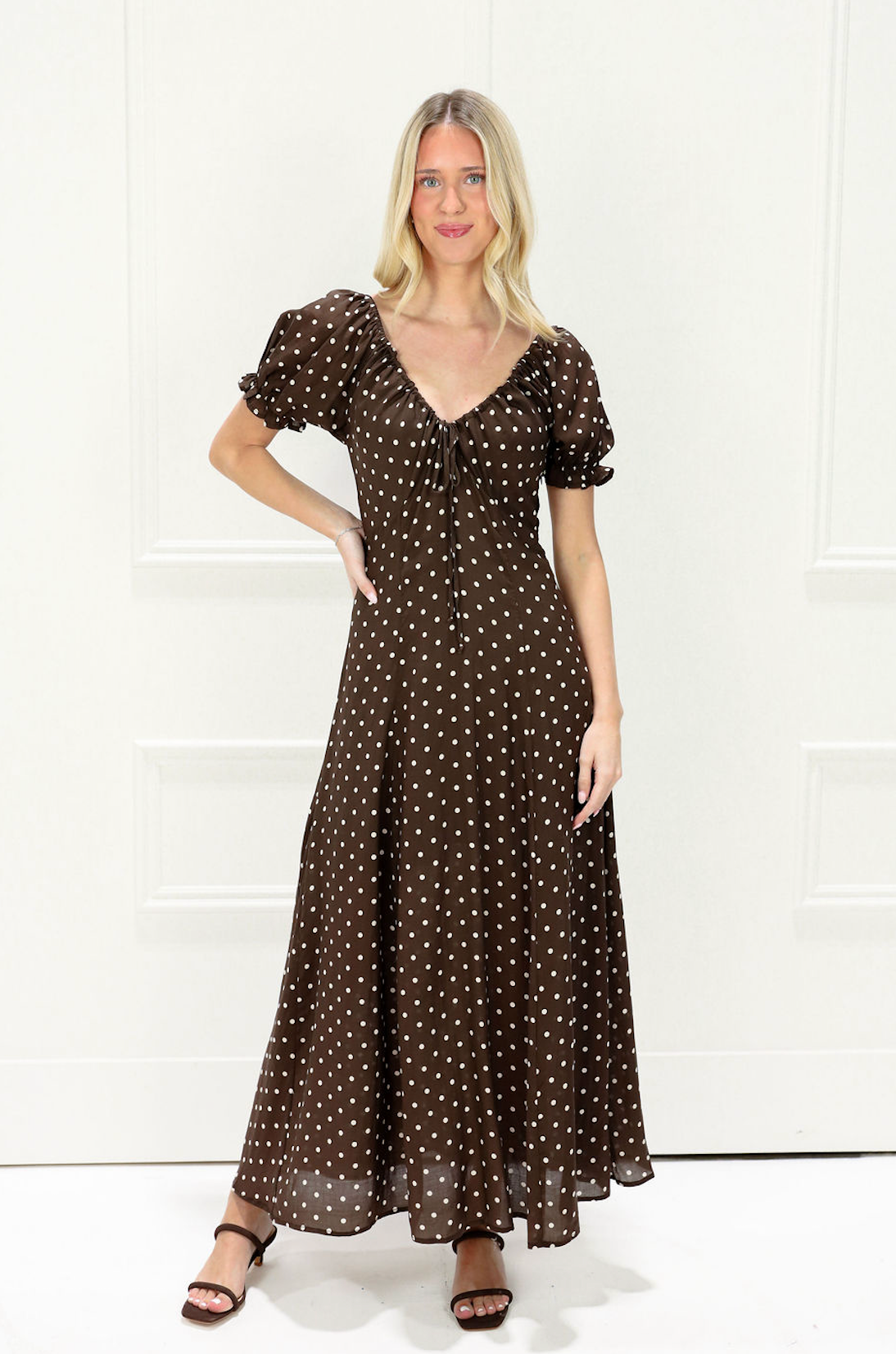 Brown Polka Dot Tie Dress
