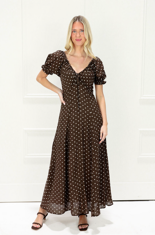 Brown Polka Dot Tie Dress