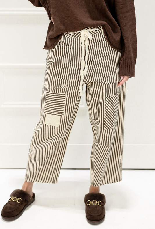 Brown Tapered Barrel Pants