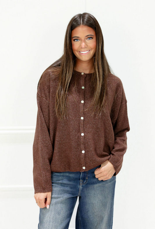 Button Down Cardigan Chocolate