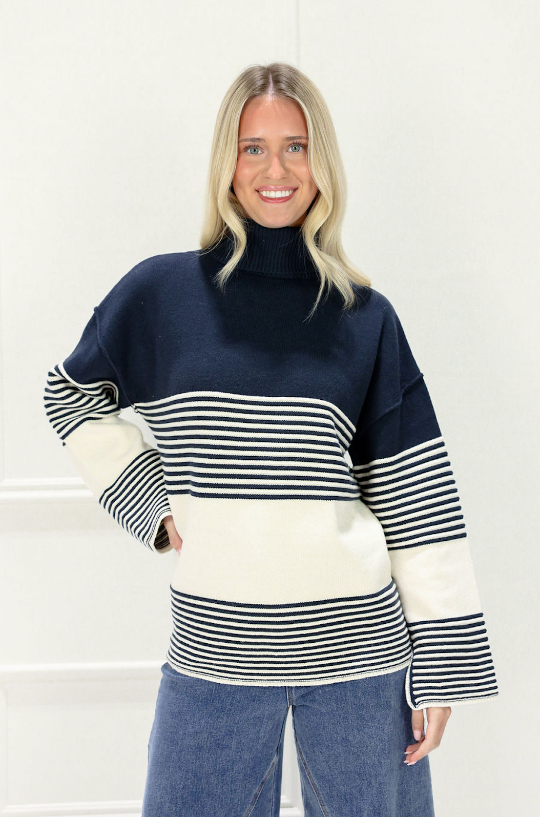 Boston Stripe Turtleneck Sweater