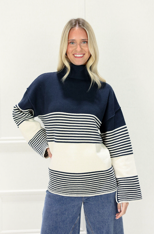 Boston Stripe Turtleneck Sweater