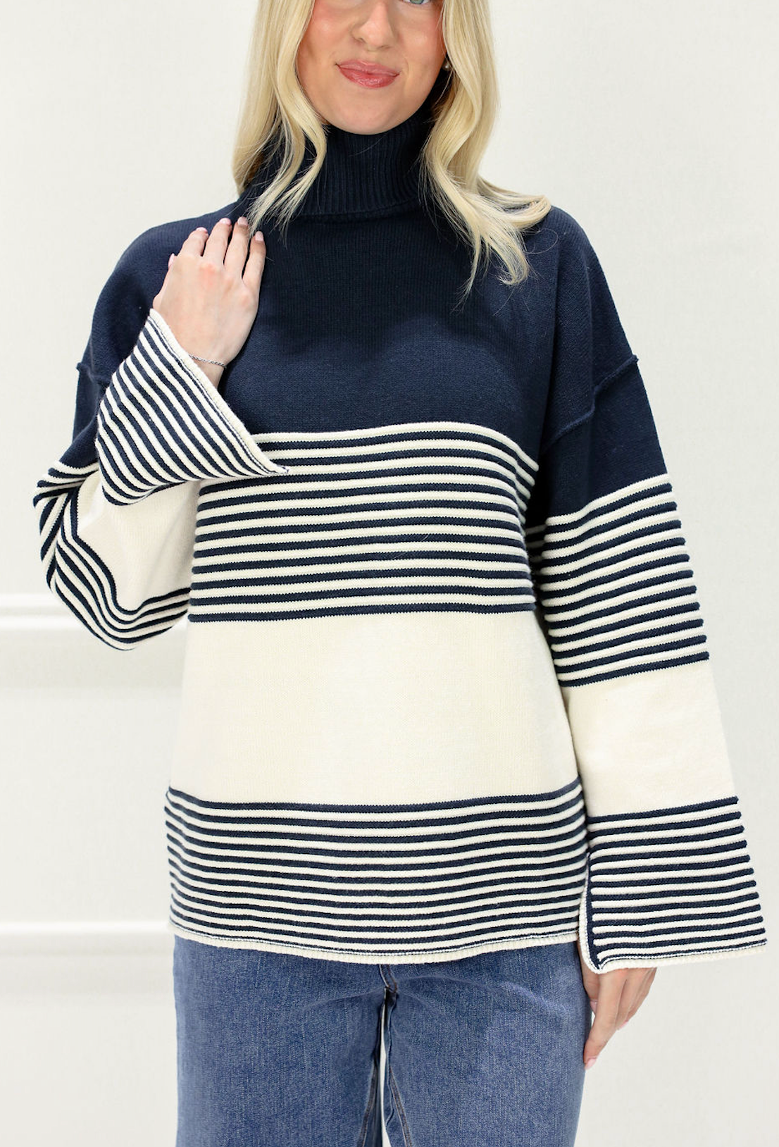 Boston Stripe Turtleneck Sweater