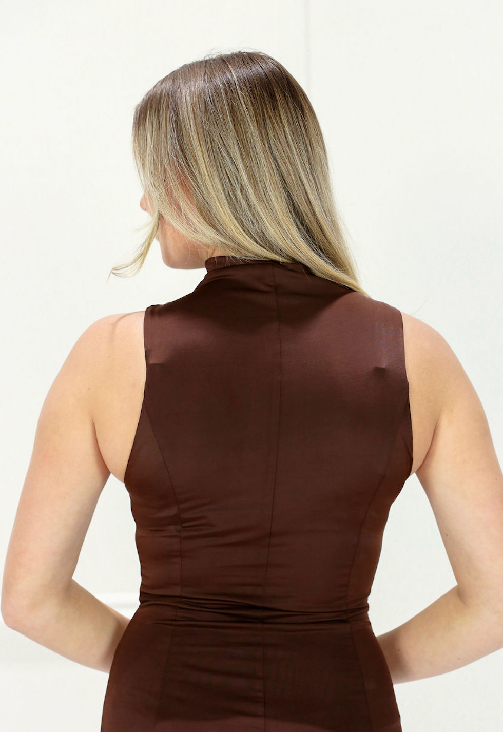 Brown Turtleneck Swing Dress