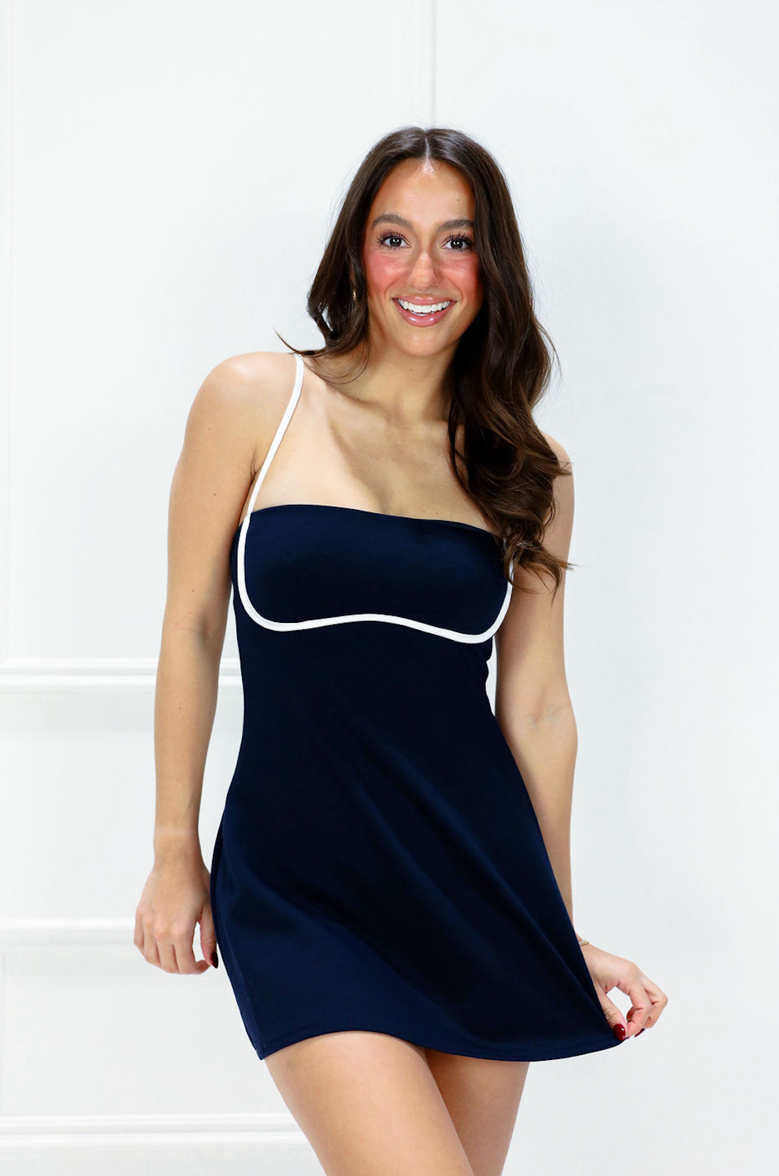 Contrast A-Line Athletic Dress Navy