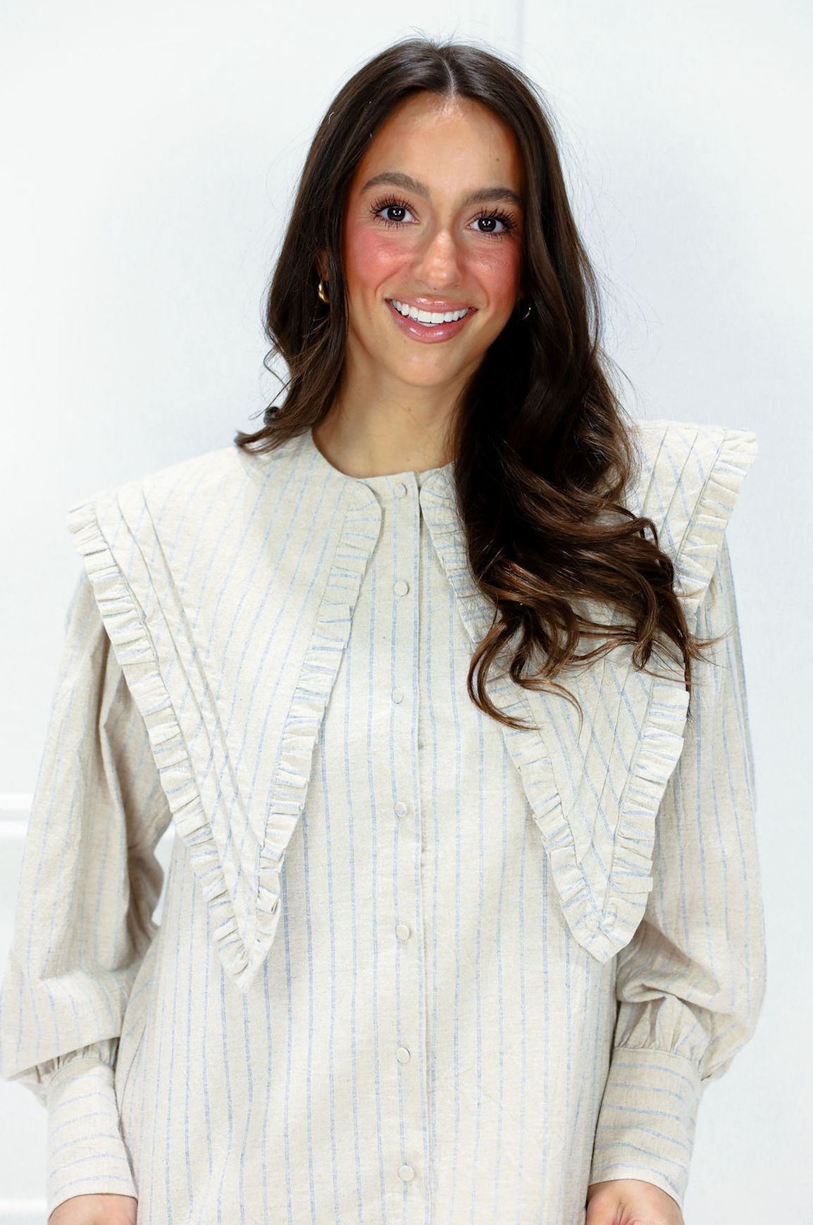 Sailor Collar Ruffle Blouse Oatmeal - Clothe Boutique