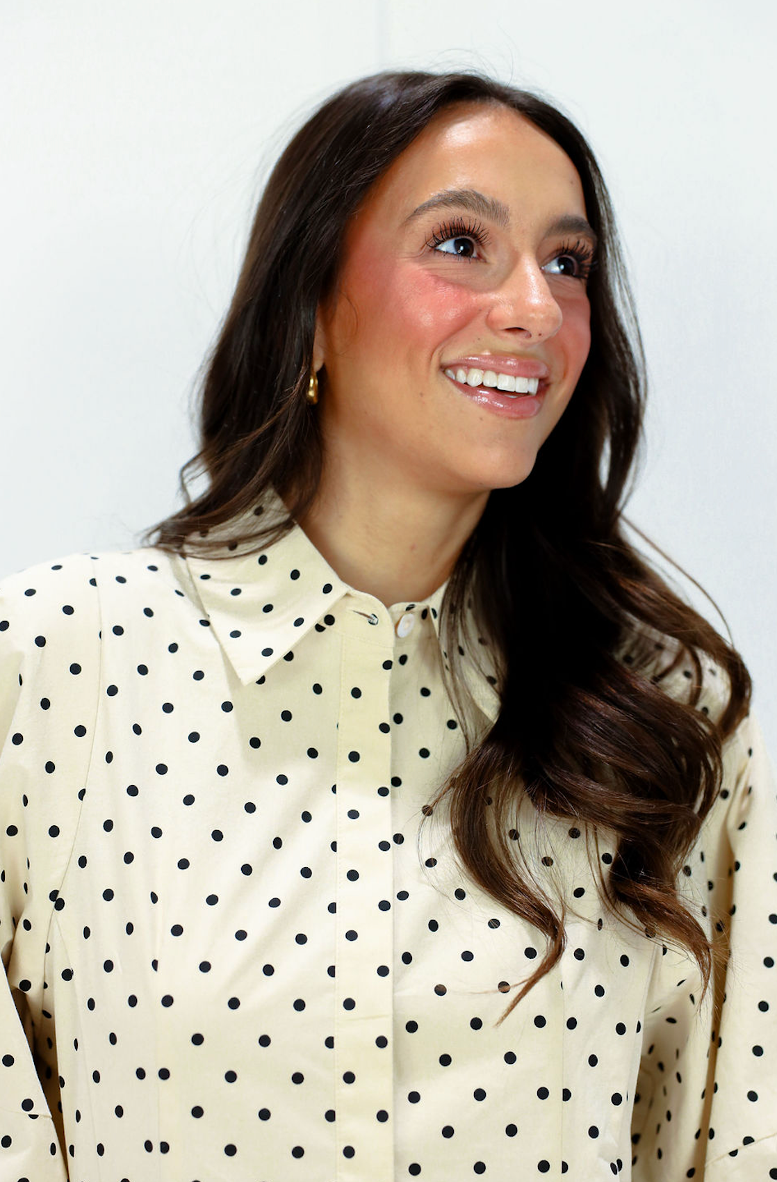 Polka Dot Statement Sleeve Shirt