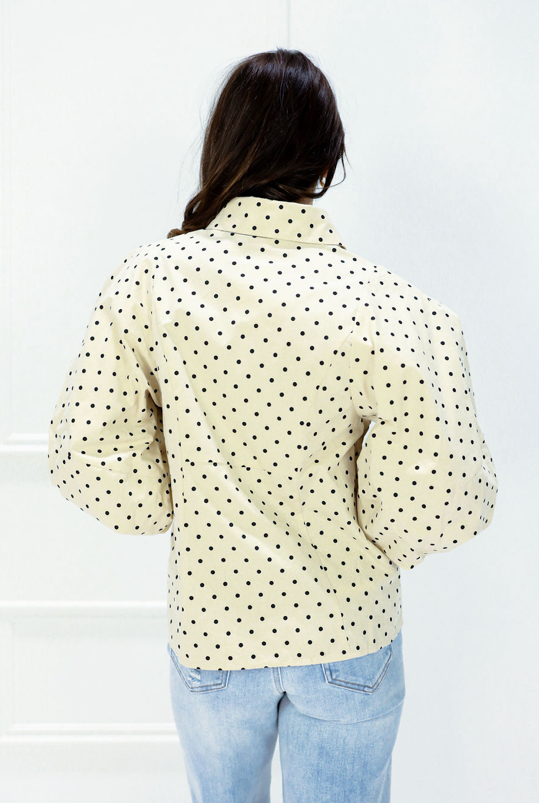 Polka Dot Statement Sleeve Shirt
