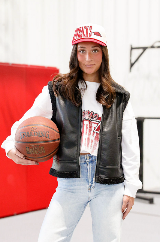 Black Faux Fur Pleather Vest