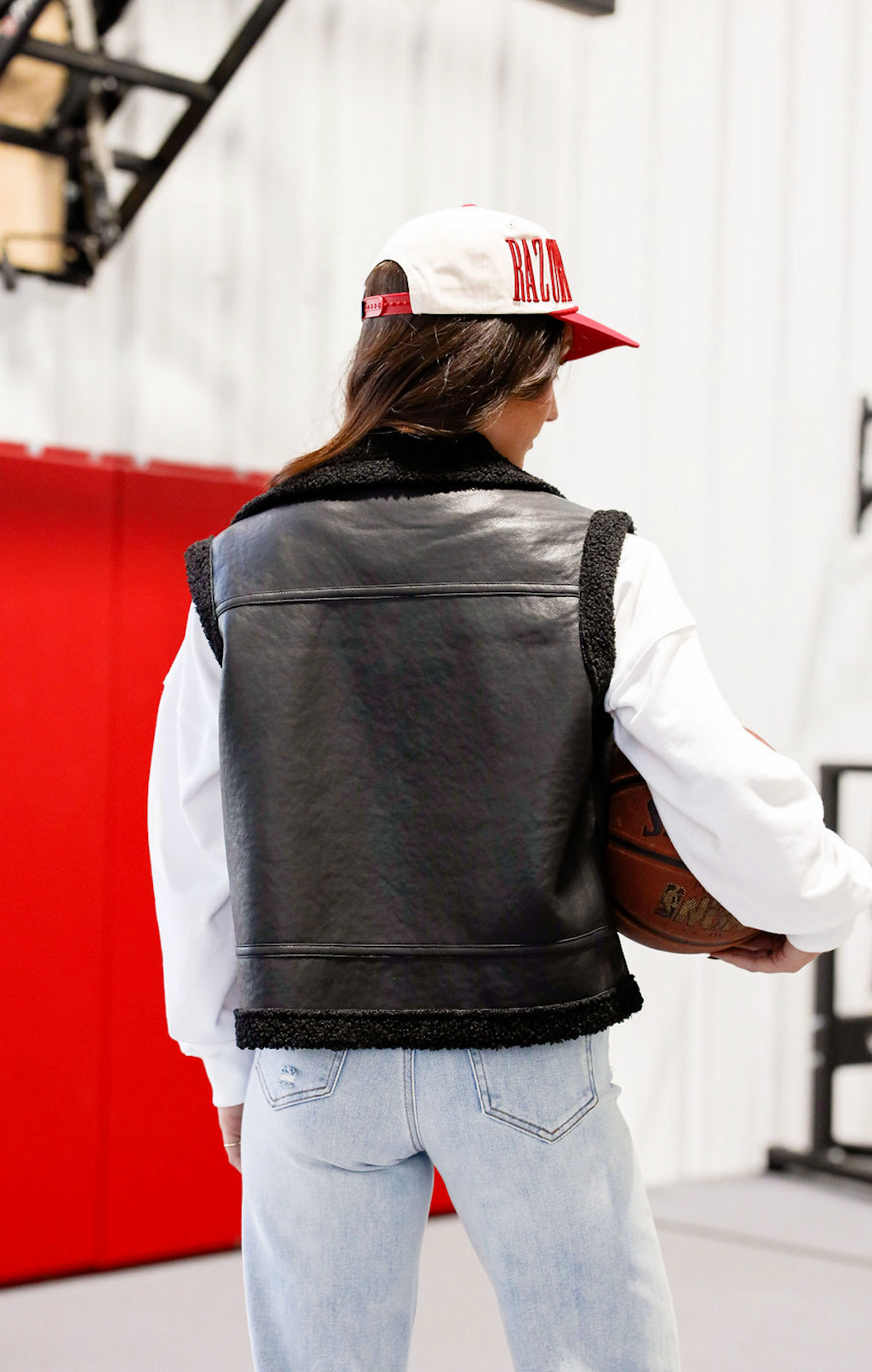 Black Faux Fur Pleather Vest