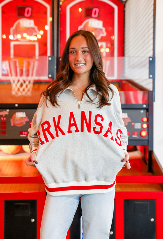 Arkansas Athletic Stripe Quarter Zip Pullover