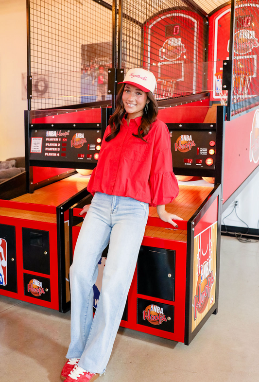 Collared Button Down Red