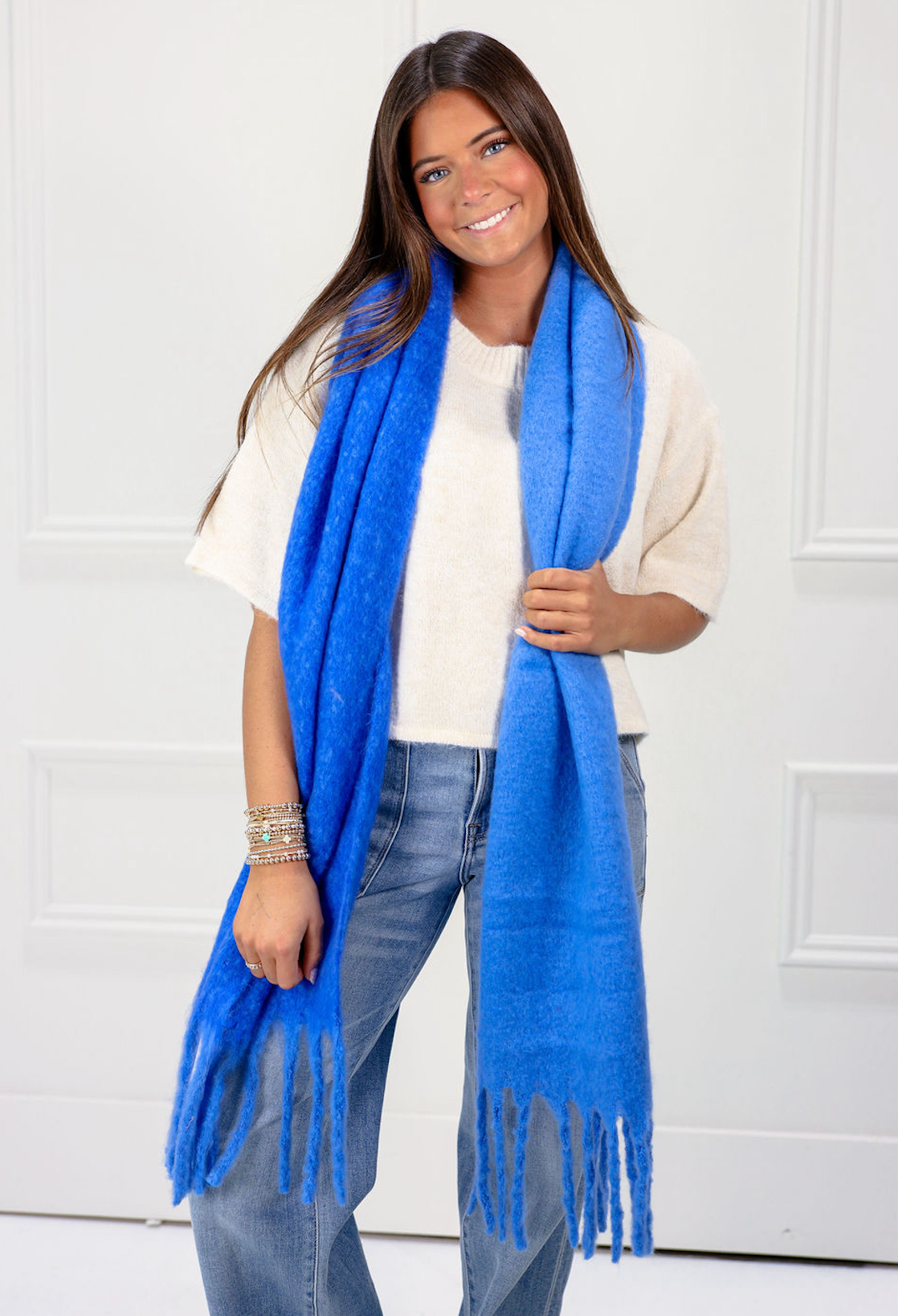 Mohair Blanket Scarf Cobalt